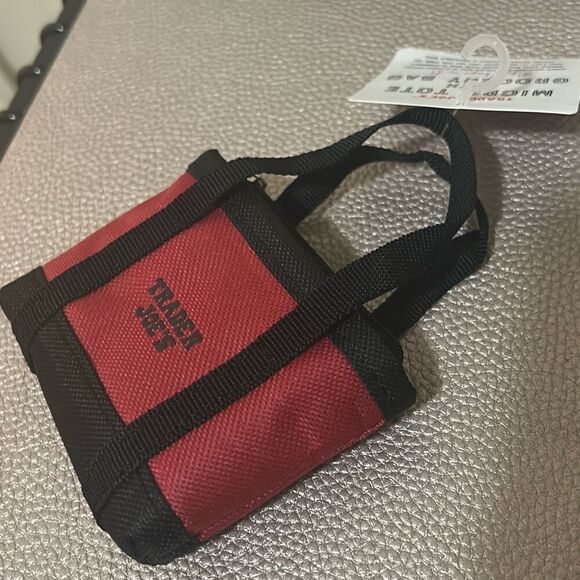Trader Joes Micro Tote & Reusable Shopping Bag Red Black Eco Friendly Compact - Picture 3 of 9